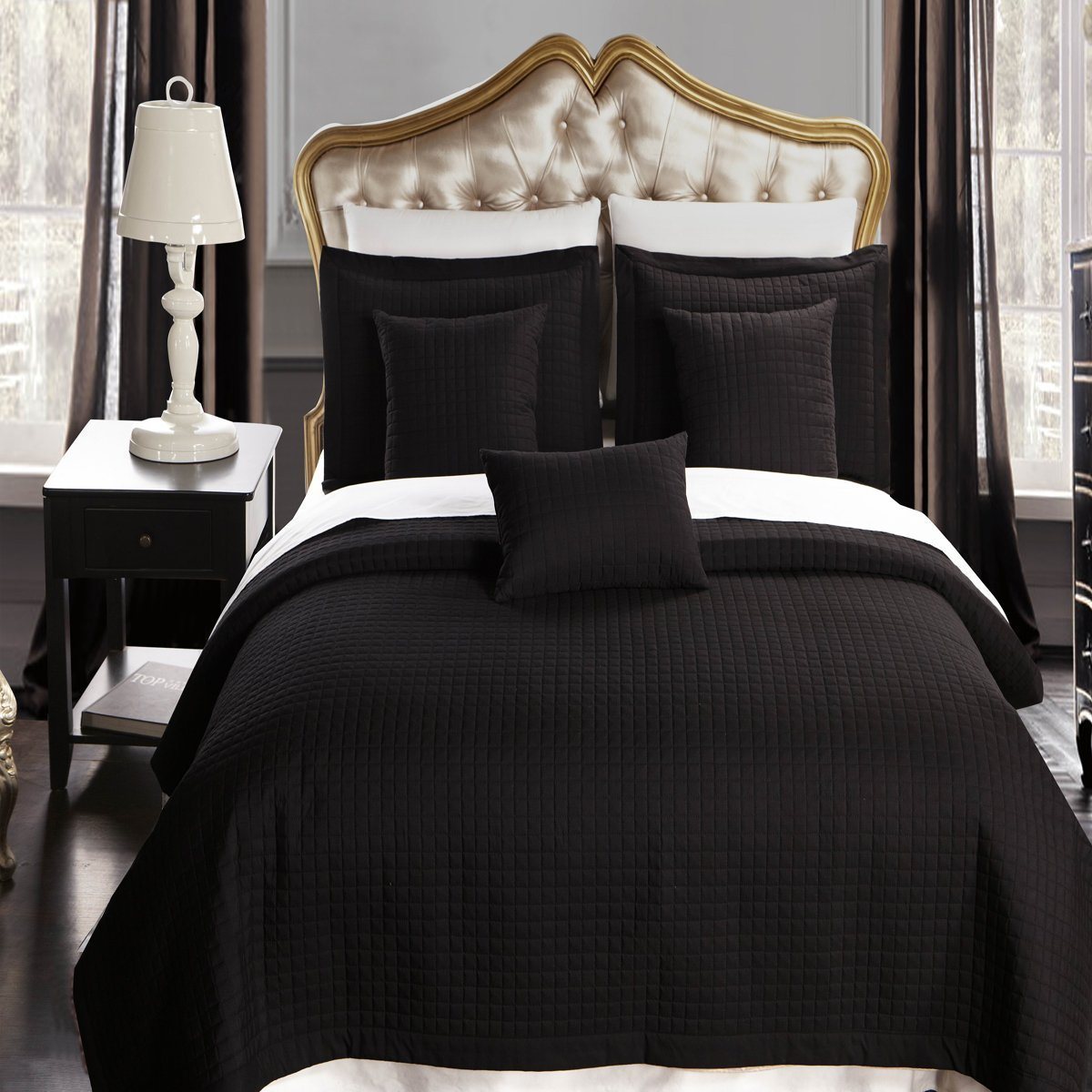 Microfiber Checkered Quilt Coverlet 3PCS Set for Hotel/Home
