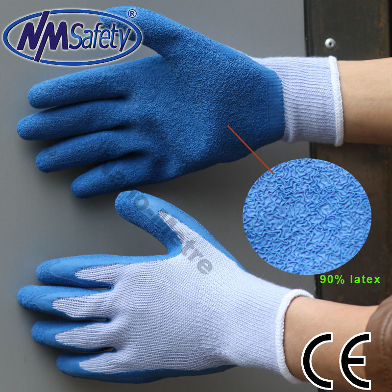 Nmsafety 10g Polyester Palm Coated Blue Latex Glove