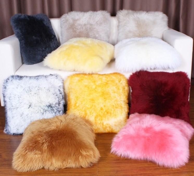 Pure Australian Sheepskin Plush Long Wool Fur Sofa Pillow