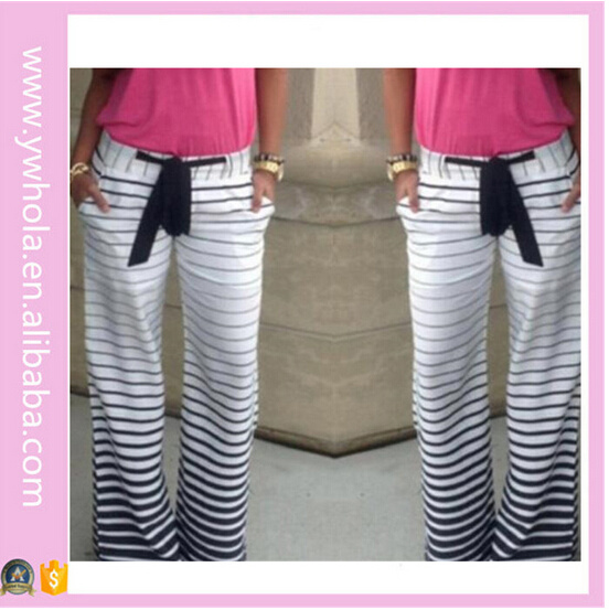 Wholesale Female Ladies Fashion Striped Trousers
