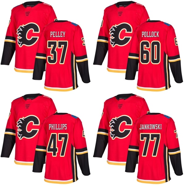Calgary Flames Mark Jankowski Rod Pelley Brett Pollock Hockey Jerseys