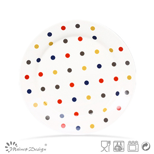 Ceramic Colorful Decal Dots Design Plate