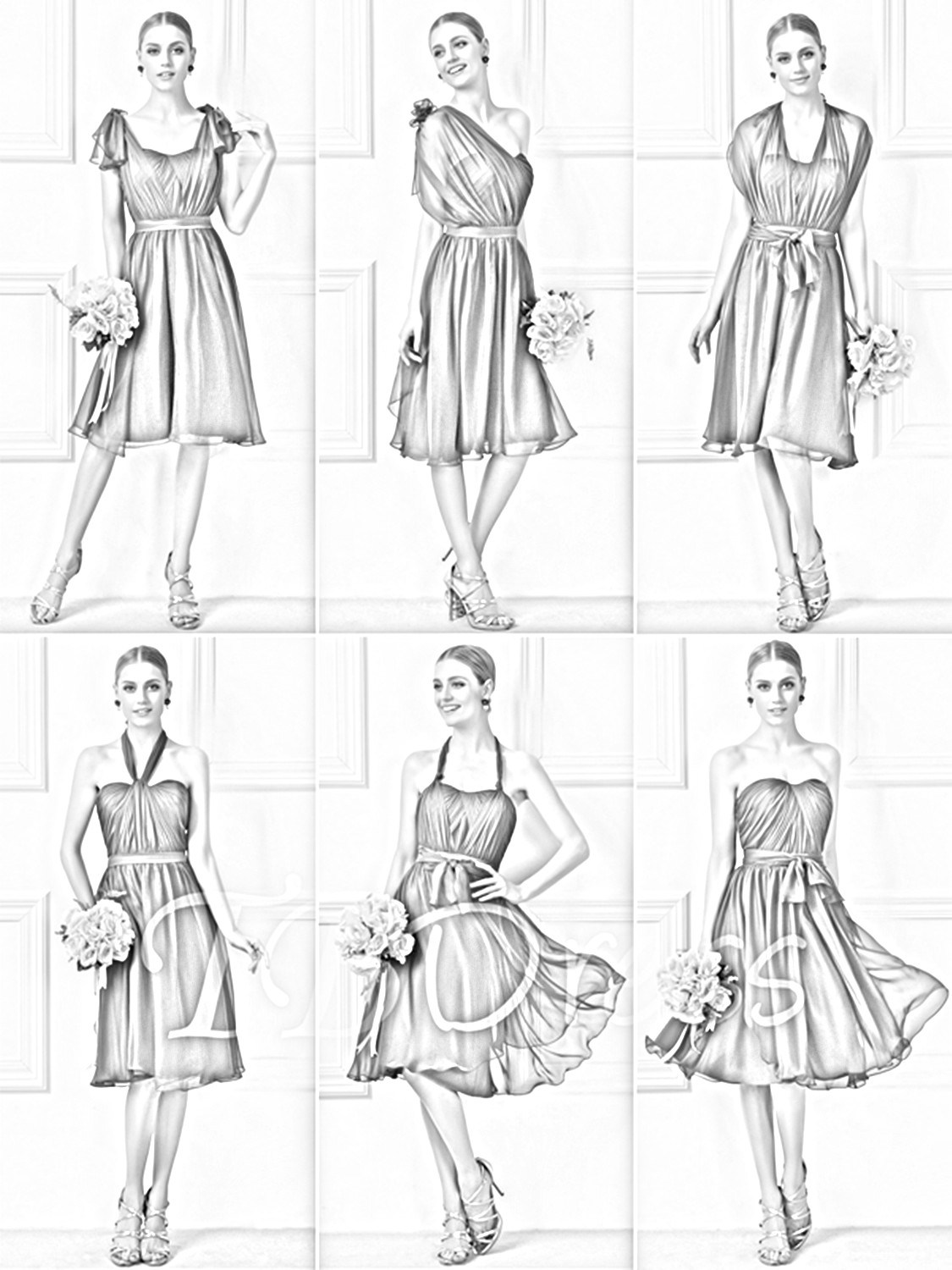 A-Line Tea-Length Convertible Short Burgundy Bridesmaid Dress (Dream-100019)