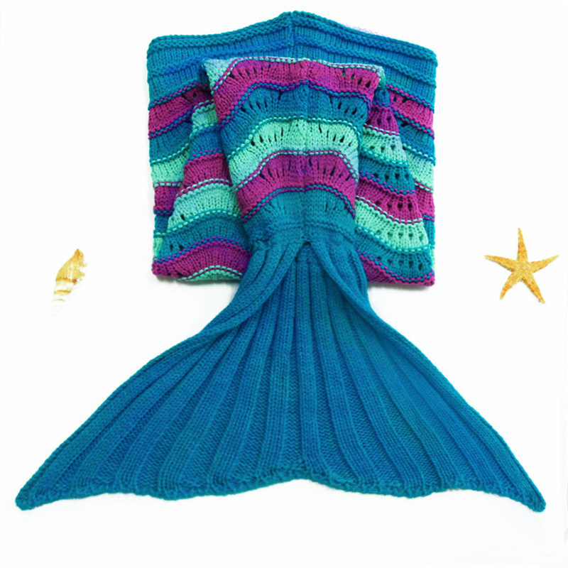 Warm Polar Fleece Fabric Kids Mermaid Tail Blanket