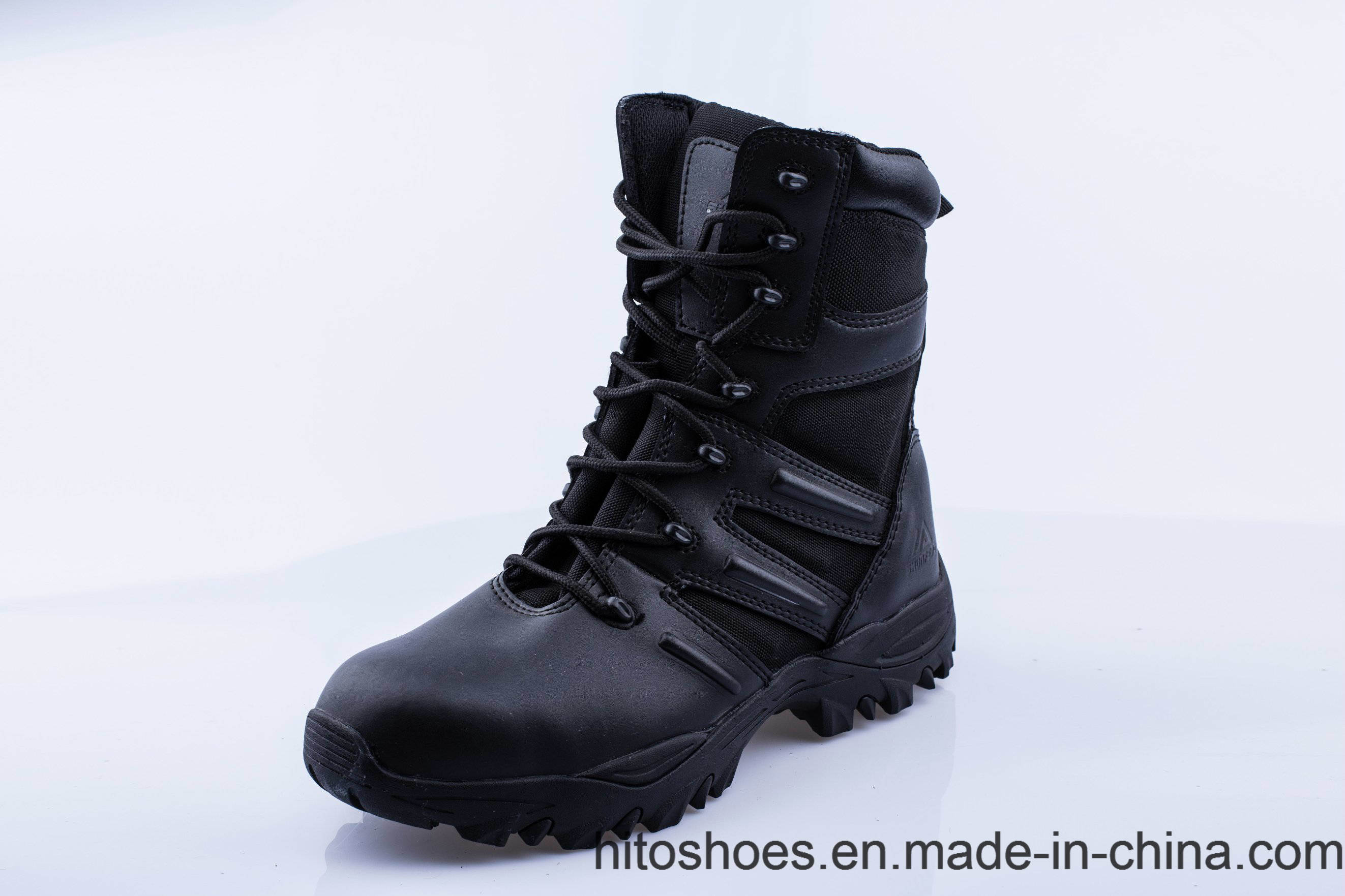 Black Color Officer Genuine Leather High Boots Military Boots Martin Boots