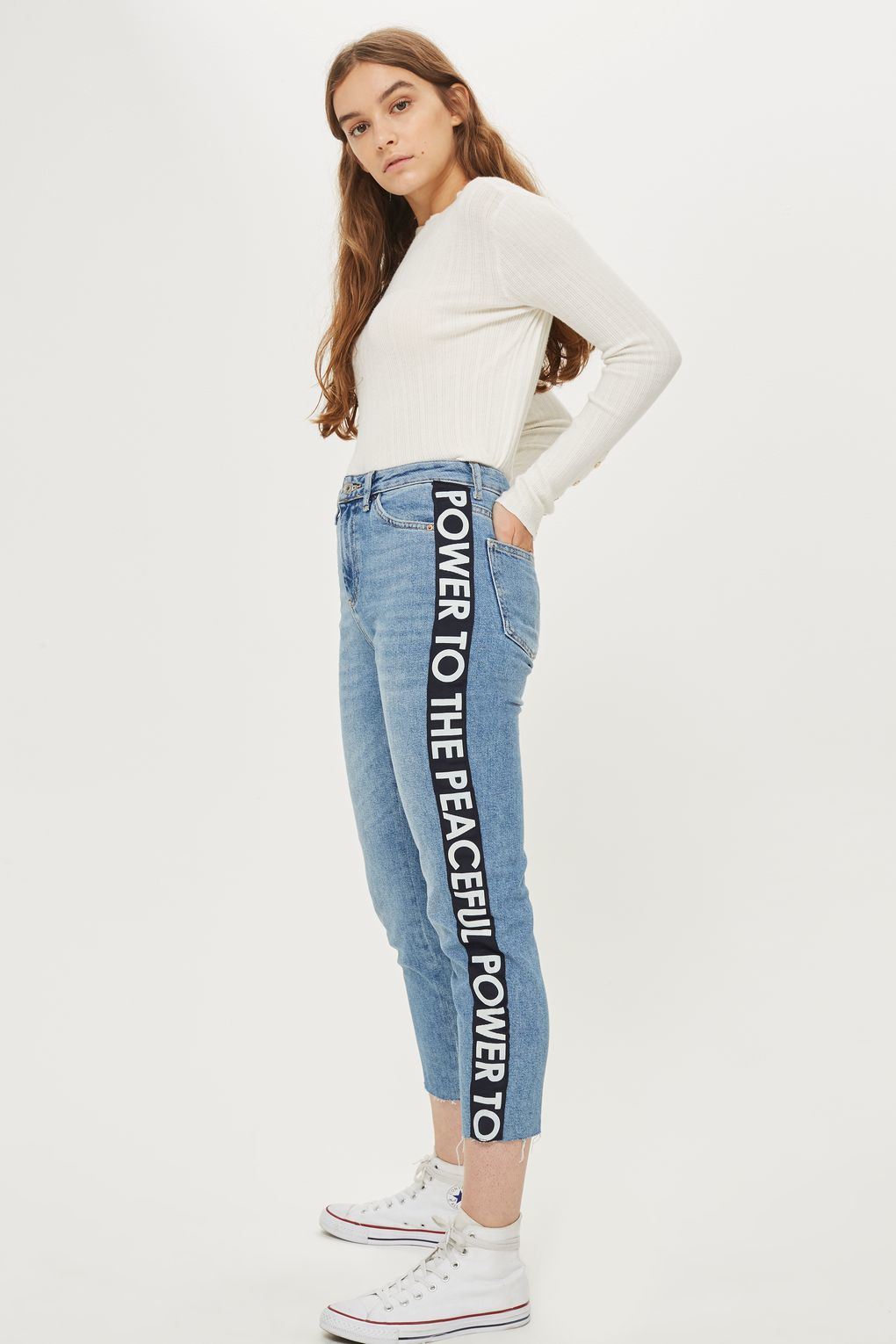 Hot Sale Customized Logo Desings for Women Straight Leg Jeans
