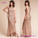 Head-to-Toe Crushed Sequins and a Cutaway Neckline Prom Dress