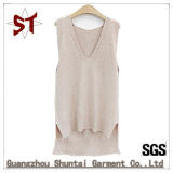 OEM Custom Casual Pure Color Fashion Knitted Lady Sweater Vest