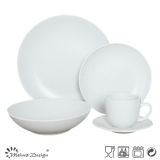 30PCS Dinner Set Solid Glaze White Color Seesame Design