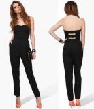 Sexy Black 100%Chiffon Jumpsuit for Women and Ladies OEM