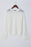 Fashionable Knitted Sweater with Different Pattern for Ladies Shinny Yarn