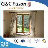 Yellow Sandal Wood Grain Aluminium Window with White Double Glazing