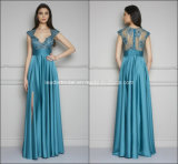 Turquoise Prom Gowns Split Lace Party Evening Dresses Z5034