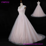 Pink Lace Bridal Gowns Bodice Layered Tulle Wedding Dresses