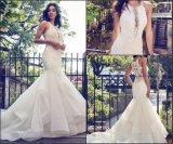 2018 Bridal Wedding Gown Vestidos Sheer Back Lace Wedding Dress C527