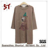 Women Middle Sleeve Round Neck Cute T-Shirt with Animal Printing
