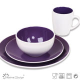 Purple Color Ceramic Stoneware Bicolor Dinner Set