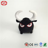 Angry Emotion Black Cow Round with White Horn Plush Toy