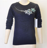 Women Fit Pullover Knit Sweater with Sequins