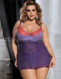 China Wholesale Plus Size Purple and Pink Lace Babydoll Set