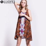 Lady Summer Fashion Print Large Size Sleeveless Tank Dress