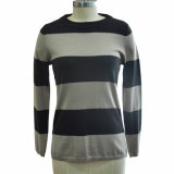 Women Simple Striped Pullover Knitted Sweater