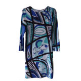 Women's Aop Print Milk Fiber Dress with Half Sleeve