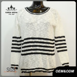 Women Classic Black and White Stripes Knitted Sweater