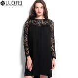 High Quality Women Long Sleeve Lace Chiffon Shift Dress