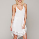 Fashion Women Sexy Slim Chiffon Lace V-Neck Backless Slip Dress