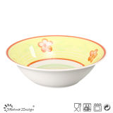 23cm Big Handpainted Ceramic Stoneware Bowl with Flower Design