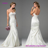 Modern and Romantic All in One Pleats Skirt on This Sweeping Stretch Satin Wedding Gown