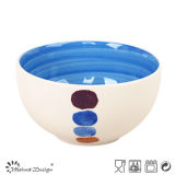 Two Tone Handpainted Round Ceramic Bowl
