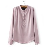 OEM High Quality Long Sleeve Fat Women Satin Shirt