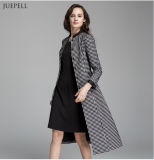 European Fashion DOT Print Women Long Coat for Winter