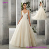 Charming Spaghetti Strap Lace Appliques Bodice Ball Gown Wedding Dress