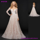 Pink Bridal Wear China Supplier Long Sleeve Lace Wedding Dresses