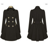 Korean Style Slim Fitting Polyester Women Overcoat (50107-3)