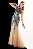 Sequin Beading Mermaid Nude Champagne Ladies Dress Evening Gown
