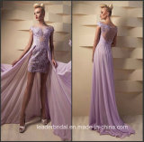 Lavender Prom Gowns Mini Lace Chiffon Cocktail Evening Dresses Z808