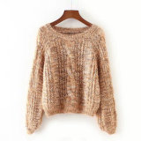 Women's Fashion Autumn Clothing Pure Color Mohair Knit Round-Neck Sweater