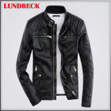 Black Winter PU Jacket for Men in Wind-Proof