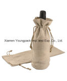 Fashion Personalized Single Bottle Jute Wine Gift Bags with Drawstring