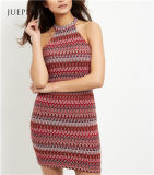 Guangzhou OEM Red Zig Zag Crochet Bodycon Mini Dress