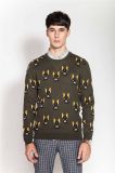 100%Cotton Round Neck Patterned Knitting Men Sweater