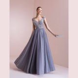 Gery Tulle Beading A Line Evening Gown