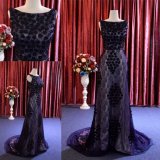 Hot Sale Navy Blue Lace Evening Gown Long Dress