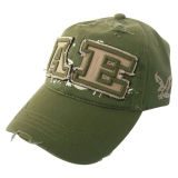 Olive Washed Baseball Cap with Grunge Look Gjwd1743