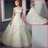 A-Line Strapless Bridal Wholesale Customized Lace Wedding Dress A334