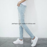 High Quality Charming Ripped Straight Pants Slim Denim Ladies Jeans